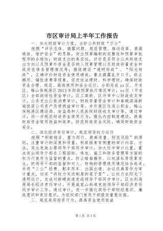 市区审计局上半年工作报告 