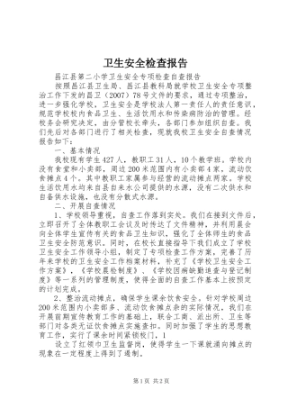 卫生安全检查报告 