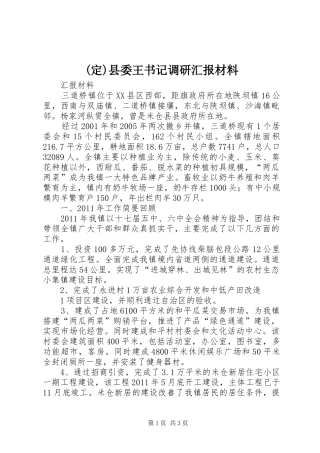 (定)县委王书记调研汇报材料 