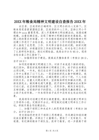 20XX年粮食局精神文明建设自查报告20XX年