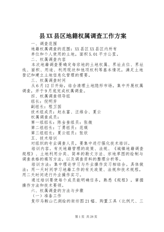 县XX县区地籍权属调查工作方案