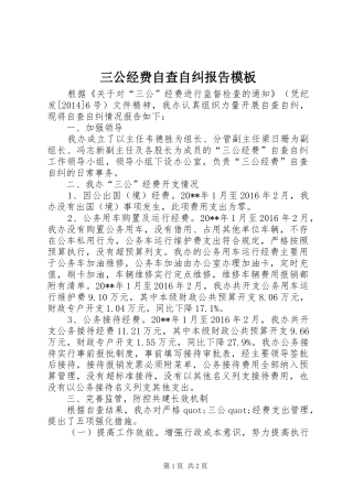 三公经费自查自纠报告模板 