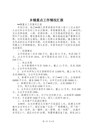 乡镇重点工作情况汇报 