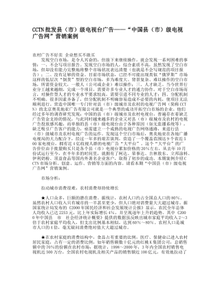 “中国县市级电视广告网营销案例