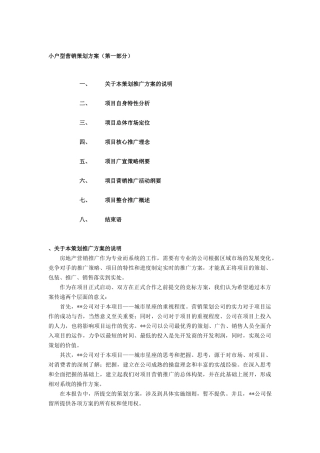 小户型营销策划方案