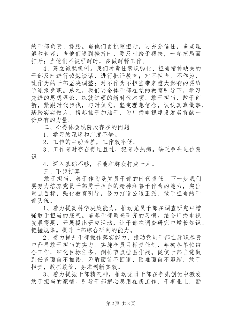 广播电视台干部担当作为工作汇报 _第2页