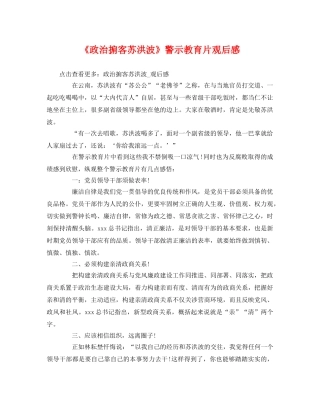 《政治掮客苏洪波》警示教育片观后感 
