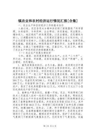 镇农业和农村经济运行情况汇报[合集] 