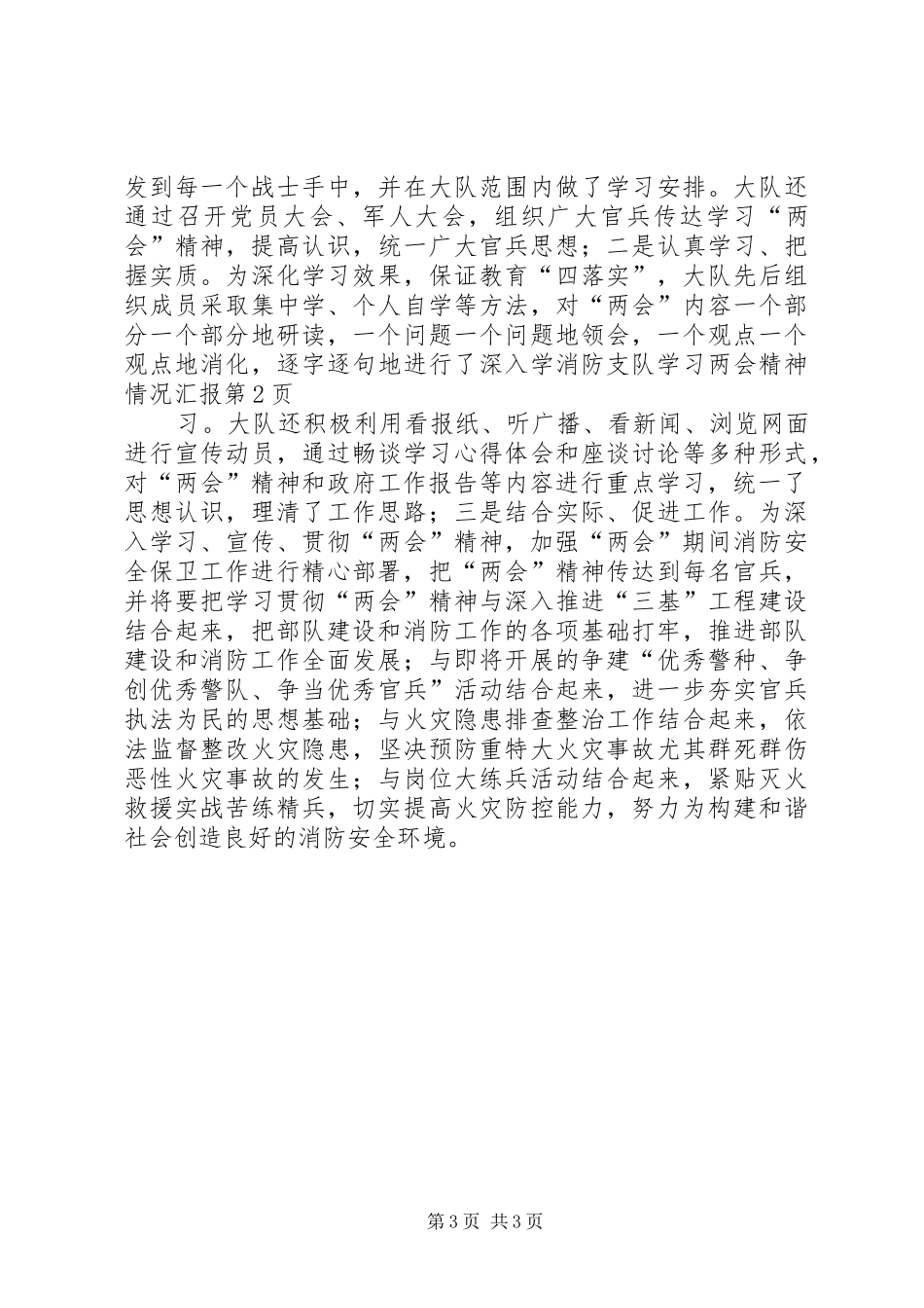 消防支队学习两会精神情况汇报 _第3页