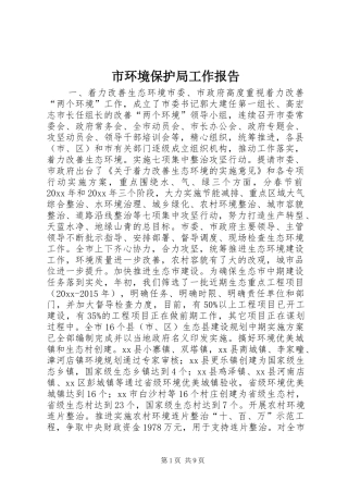 市环境保护局工作报告 