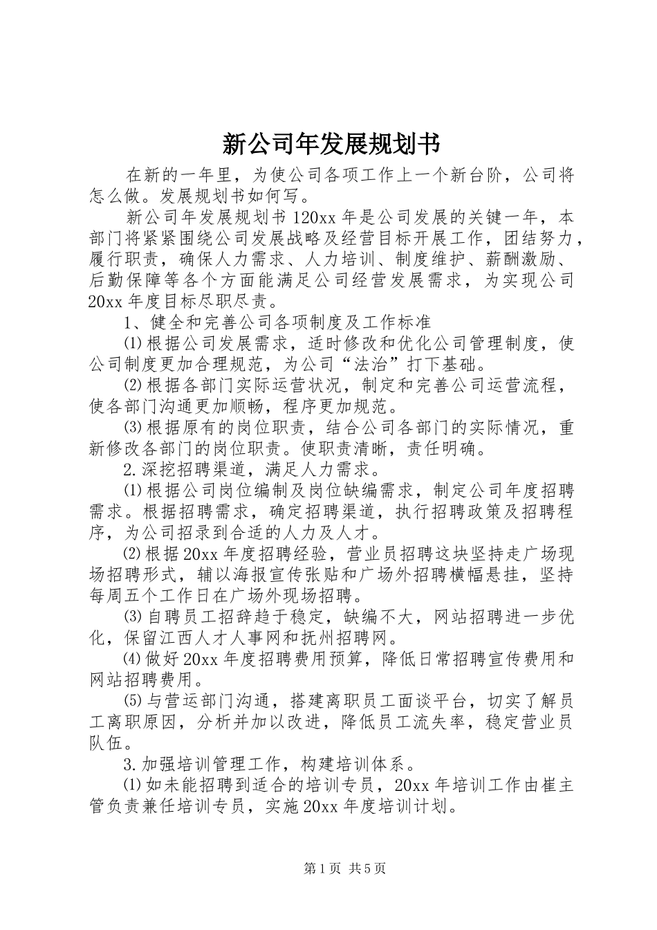 新公司年发展规划书_第1页