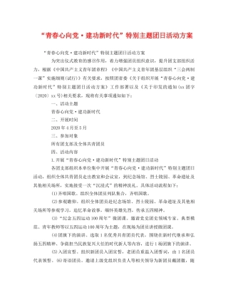 “青春心向党·建功新时代”特别主题团日活动方案2 