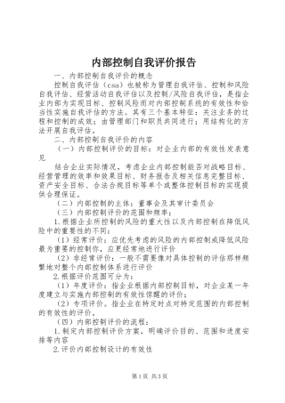 内部控制自我评价报告 