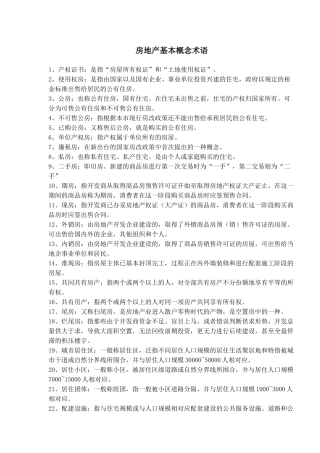 房地产概念术语