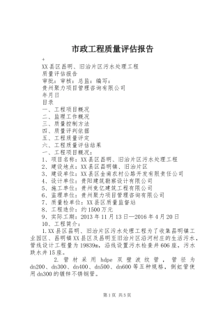 市政工程质量评估报告 