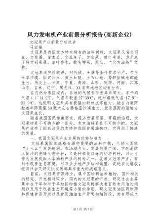 风力发电机产业前景分析报告(高新企业) 