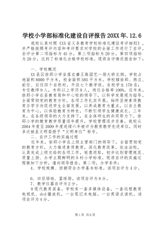 学校小学部标准化建设自评报告20XX年.12.6