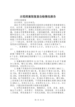 示范档案馆复查自检情况报告 