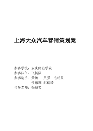 上海大众汽车营销策划案