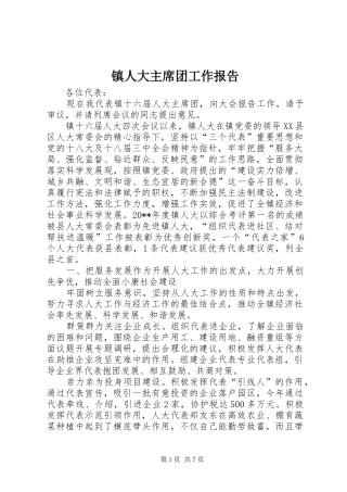 镇人大主席团工作报告1 