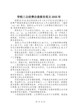 学校三公经费自查报告范文20XX年