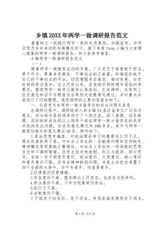 乡镇20XX年两学一做调研报告范文