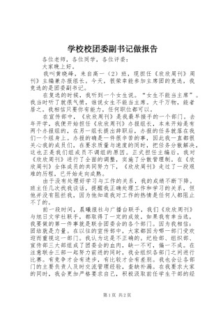 学校校团委副书记做报告 