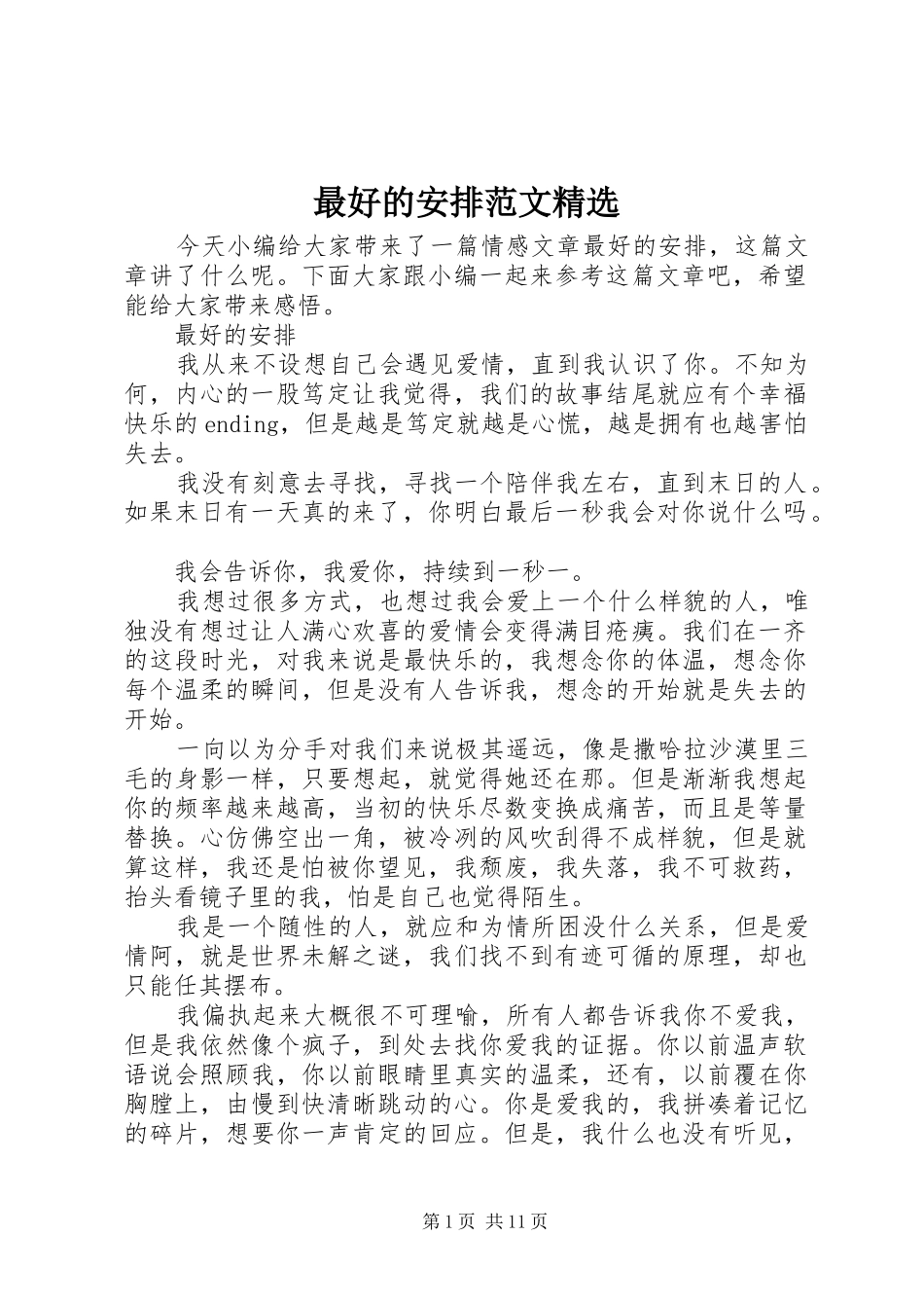 最好的安排范文精选_第1页