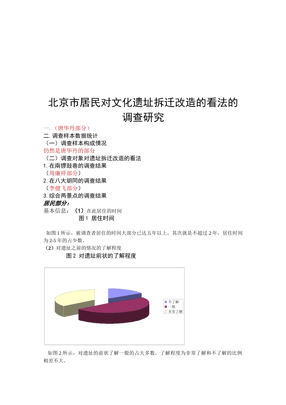 北京市居民对文化遗址拆迁改造的看法的调研_第1页
