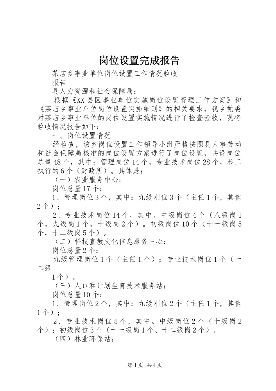 岗位设置完成报告 _第1页