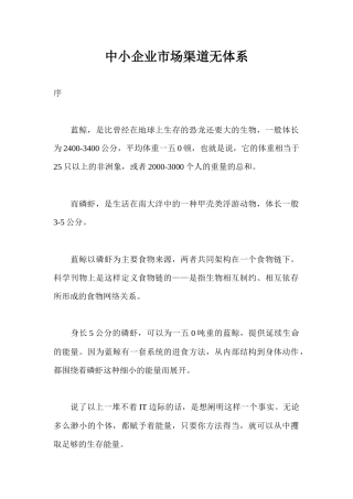 中小企业市场渠道无体系
