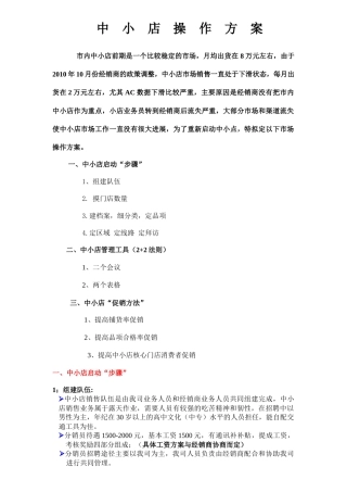 市场营销中小店操作方案