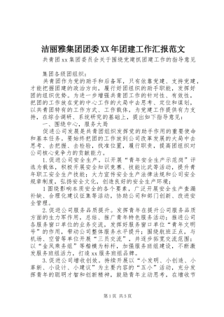 洁丽雅集团团委XX年团建工作汇报范文 