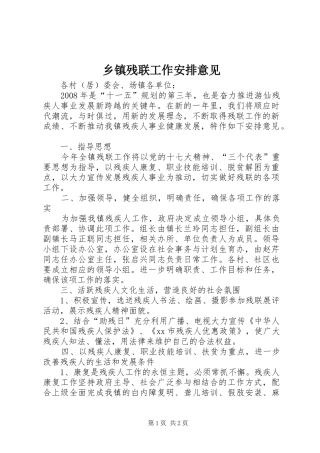 乡镇残联工作安排意见