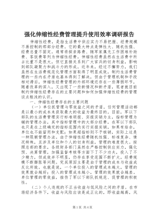 强化伸缩性经费管理提升使用效率调研报告 