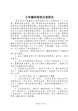 小学廉政准则自查报告 