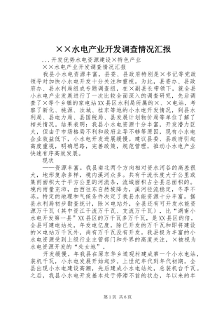 ××水电产业开发调查情况汇报 