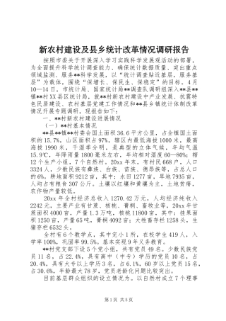 新农村建设及县乡统计改革情况调研报告 