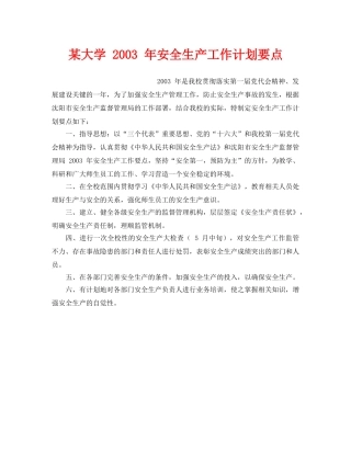 《安全管理文档》之某大学 2003 年安全生产工作计划要点 