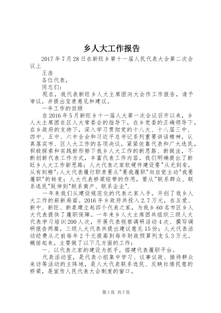 乡人大工作报告 