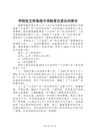 学校收支两条线专项检查自查自纠报告 
