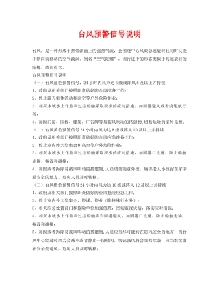 《安全常识-灾害防范》之台风预警信号说明 