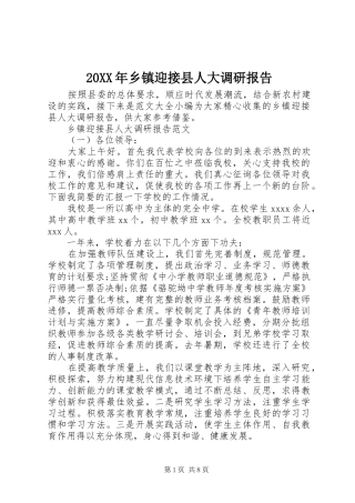 20XX年乡镇迎接县人大调研报告