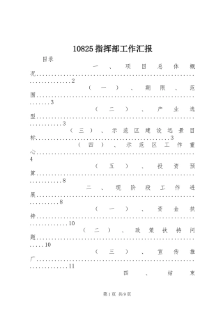 10825指挥部工作汇报 