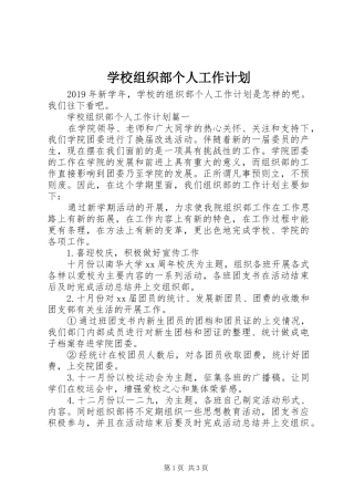 学校组织部个人工作计划