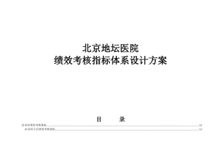 北京地坛医院业绩考核指标设计体系方案（提交版）