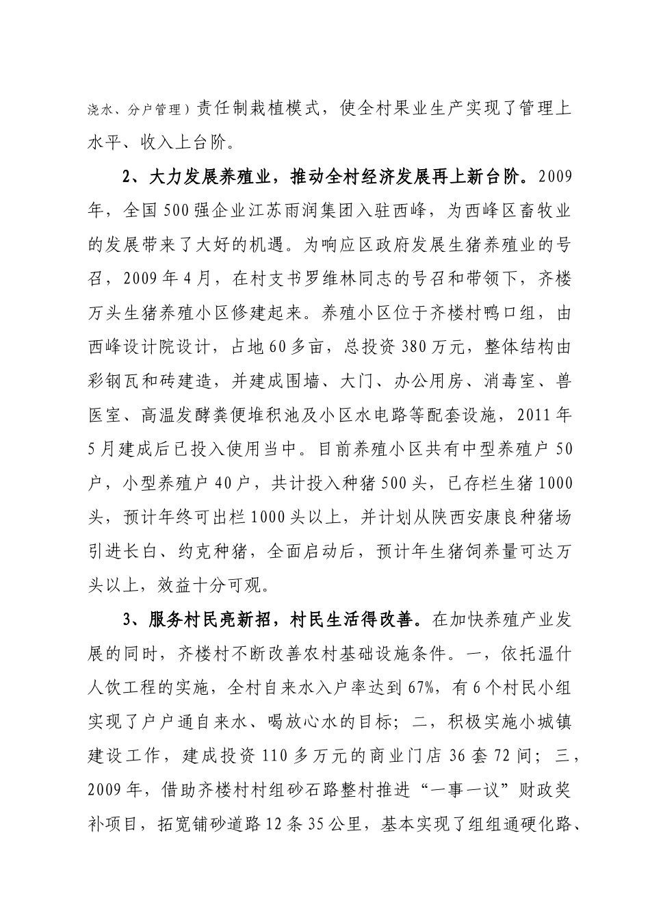 关于温泉乡齐楼村的调研报告_第3页