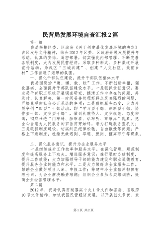 民营局发展环境自查汇报2篇