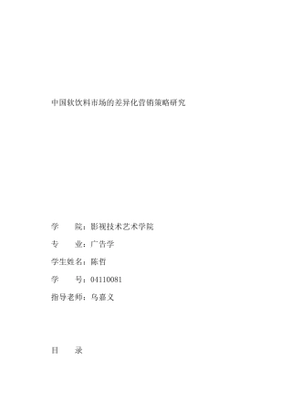 中国软饮料市场的差异化营销策略研究