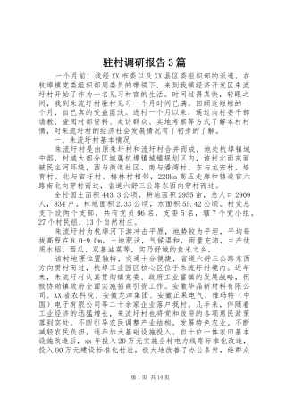 驻村调研报告3篇 